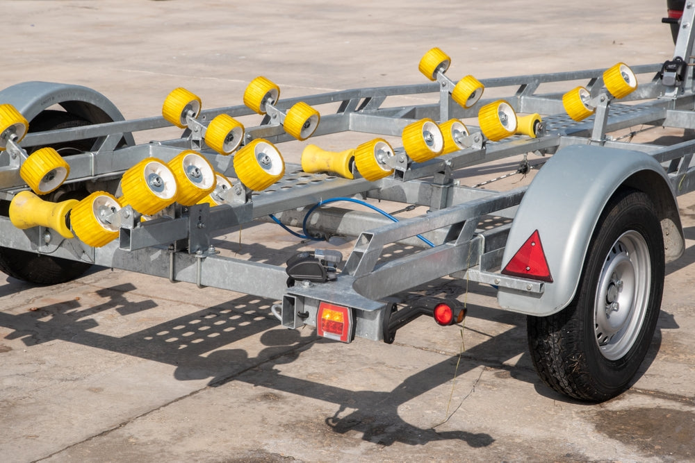yellow boat ramp rollers